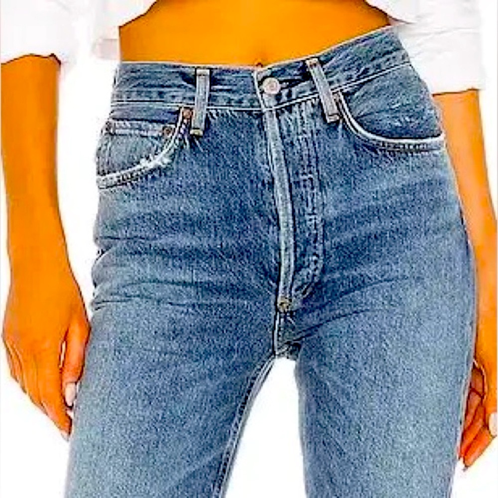 AGOLDE Riley Long High Rise Straight Leg Cropped Jeans Medium Wash Size 29